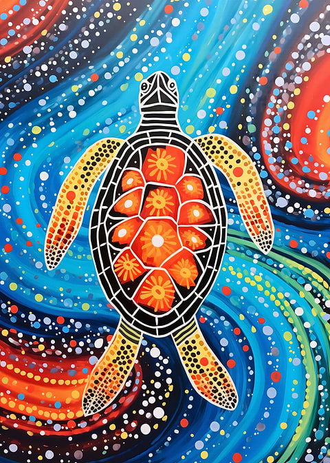 Ocean Dreaming — dot painting style metal print