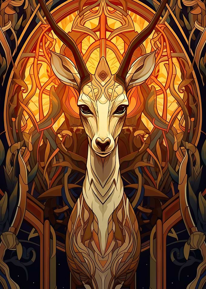 Deer Portrait Golden 2