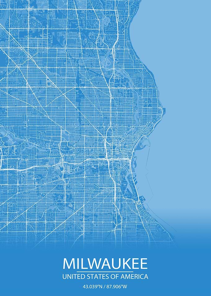 Milwaukee US Blue City Map