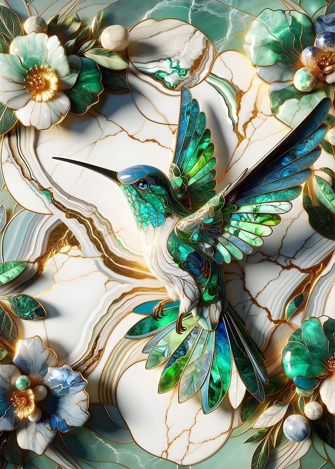Hummingbird Kintsugi Art