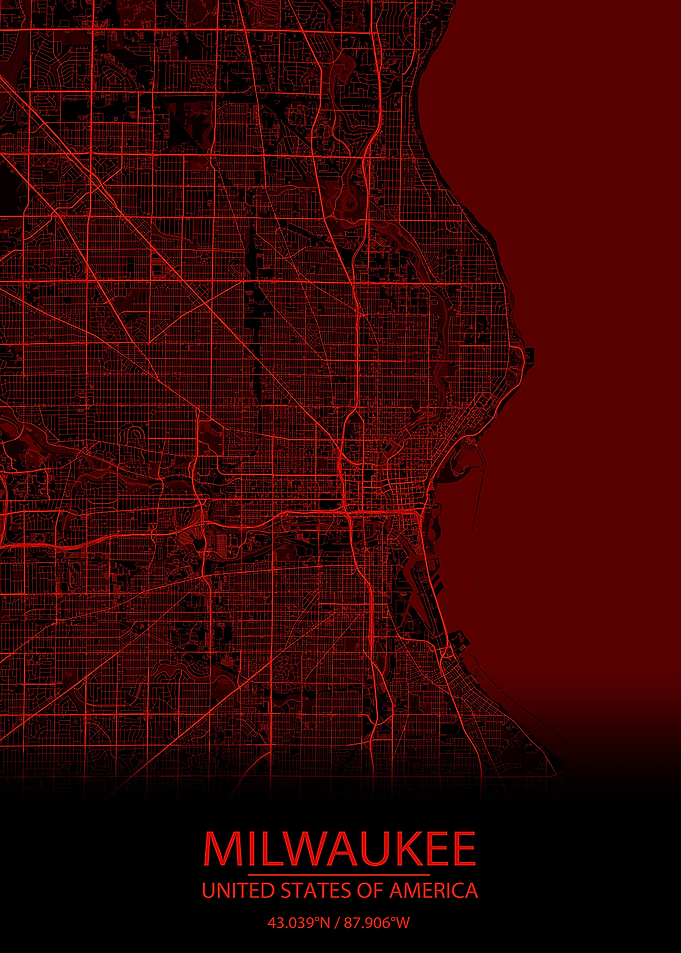 Milwaukee US Red Black Map