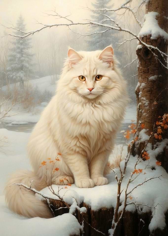 White Cat in Snow