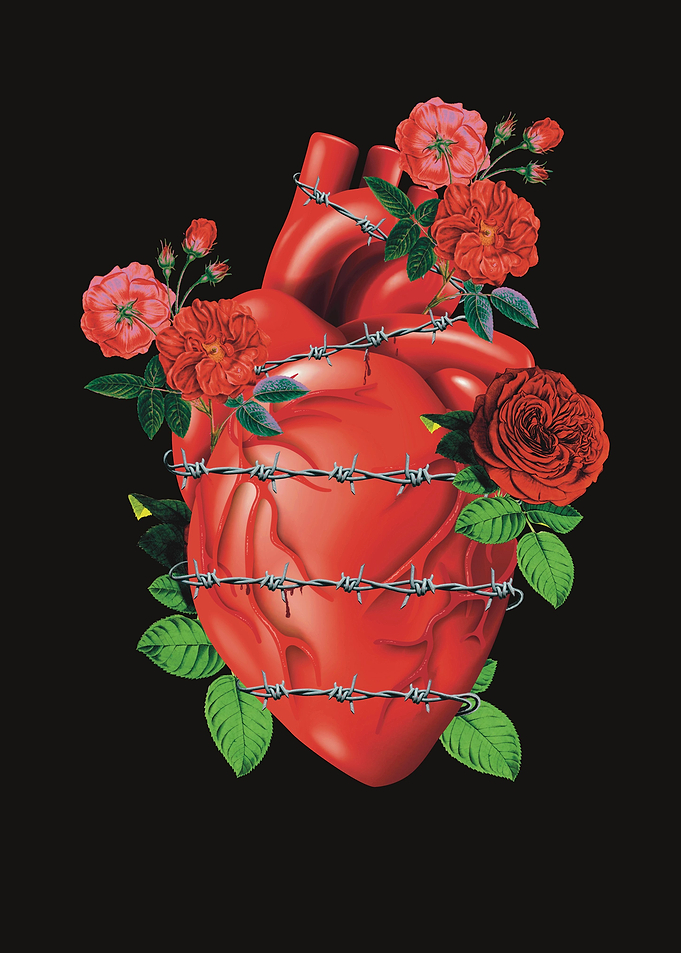 heart with flowers collage