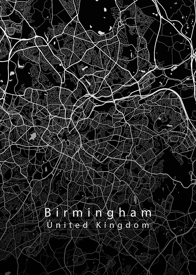 Birmingham City Map black