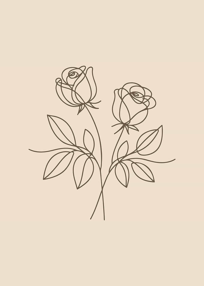 Pair of Roses Line Art