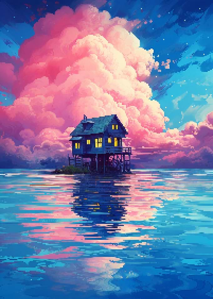 Lofi Lake House Pixel Art