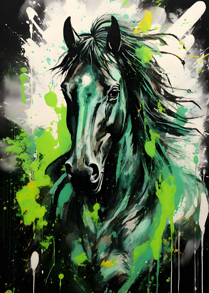 Horse in Black and Green