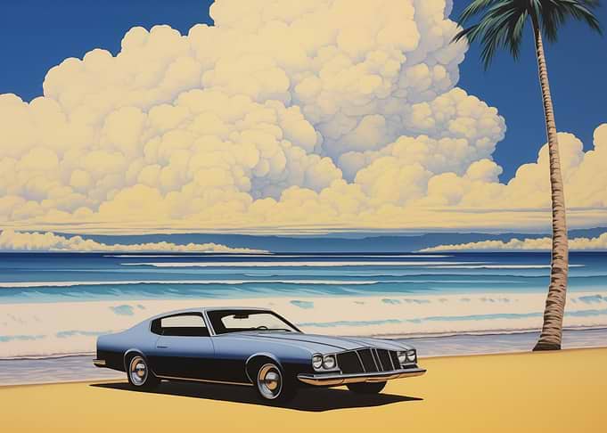 Retro Car On A Beach
