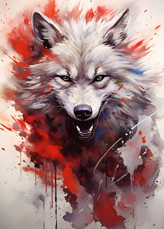 White Wolf Painting