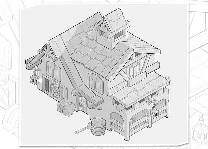 farm house autumn sketch