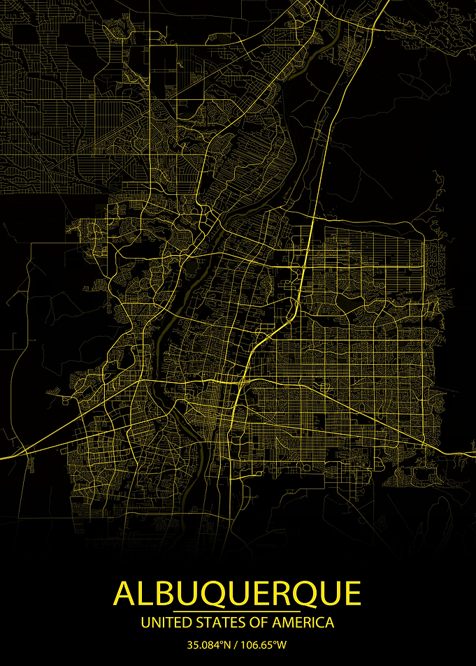 Albuquerque USA Yellow Map