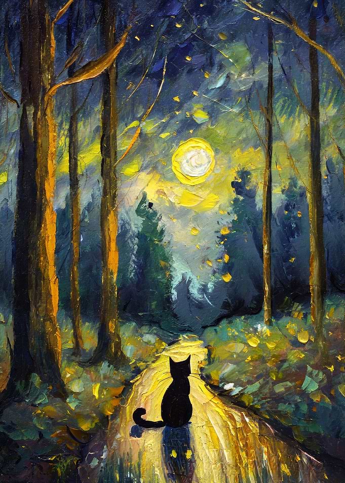 Lonely Cat in a Forest
