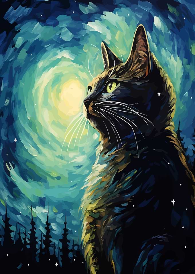 Starry Night Cat