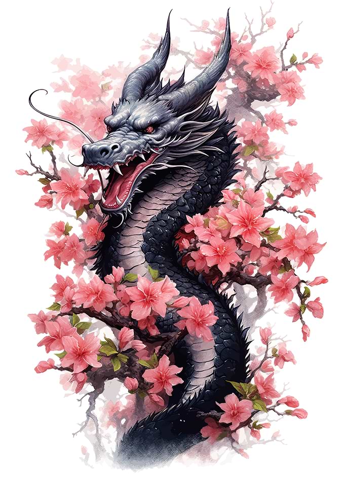 blossom Japanese dragon
