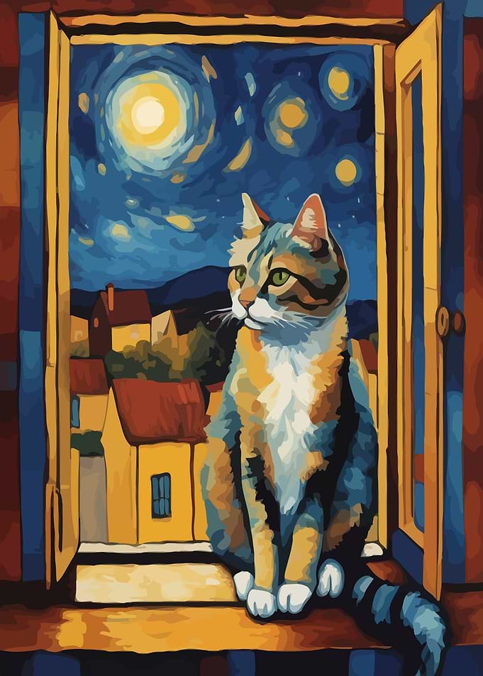 Starry Night Cat