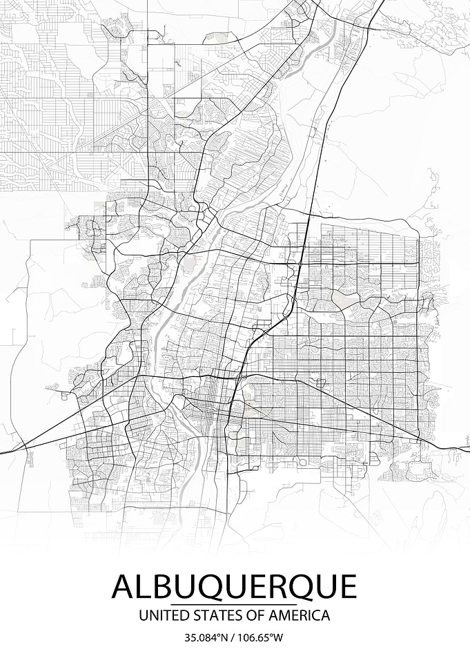 Albuquerque USA White Map