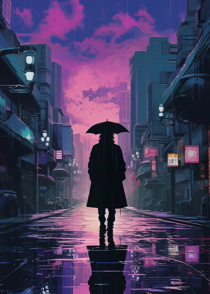 Man Walking Under Rain