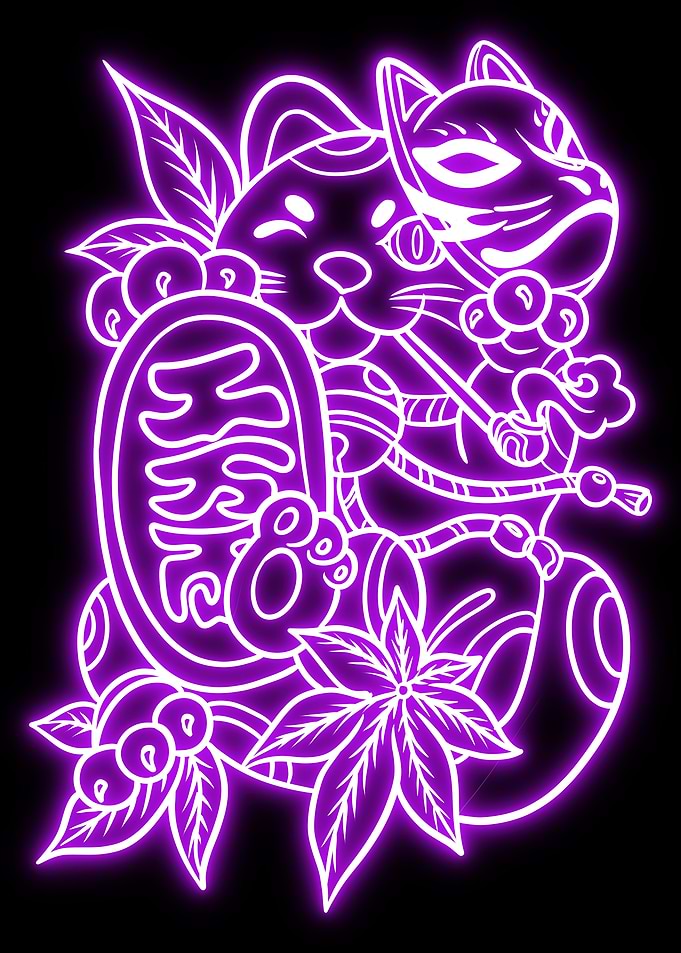 lucky cat neon mask