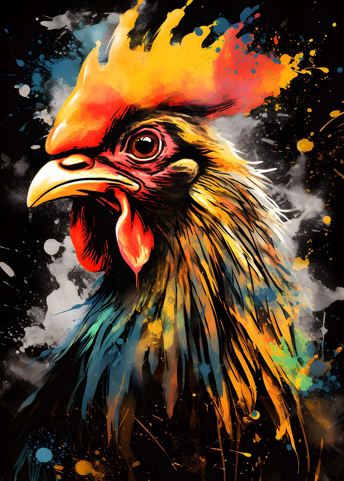 Colorful Rooster Painting