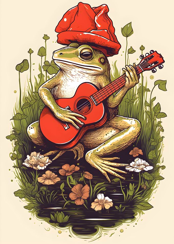 Cottagecore Frog Guitar