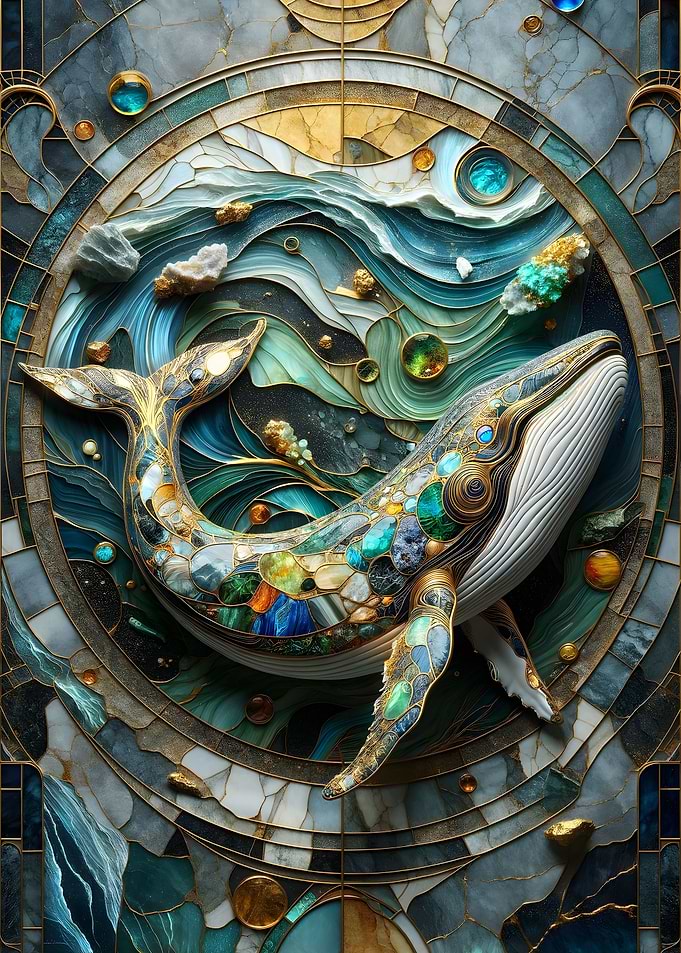 Abstract Blue Whale Art