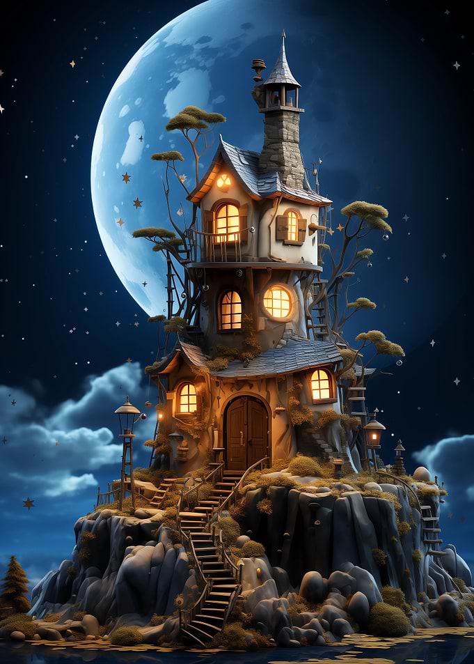 Fairy House and Full Moon