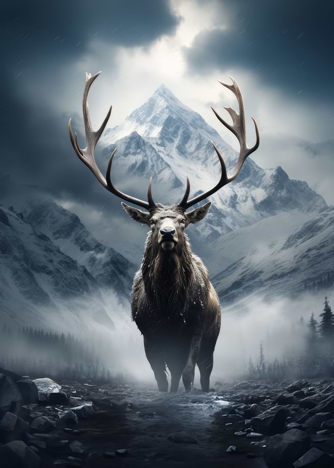 Elks in Snowy Meadow