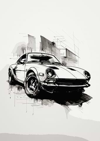 Fast Car Sketch Art