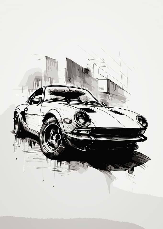 Fast Car Sketch Art