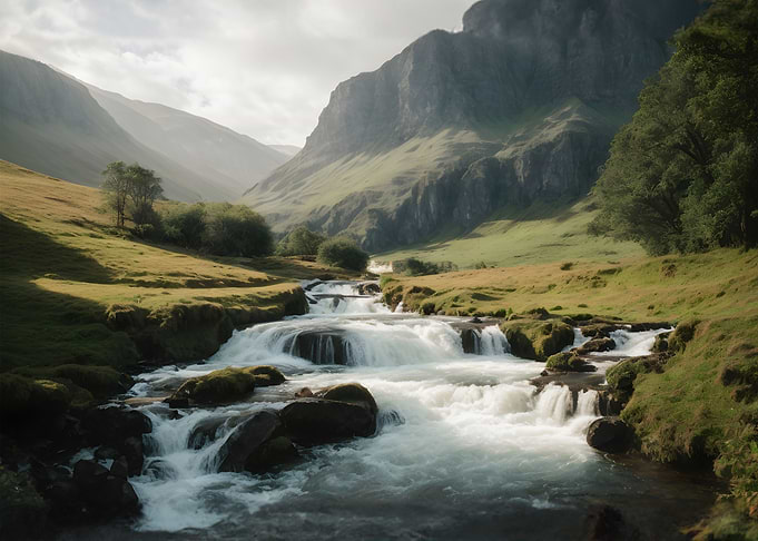 Waterfall in Forest Nature
