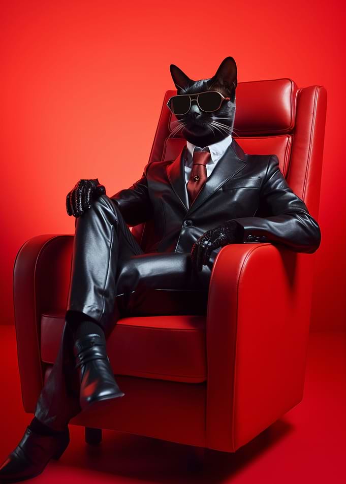 Cool Black Cat with Suit