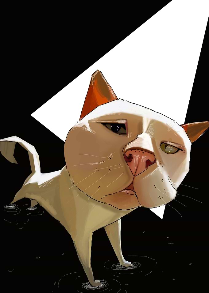 funny white cat