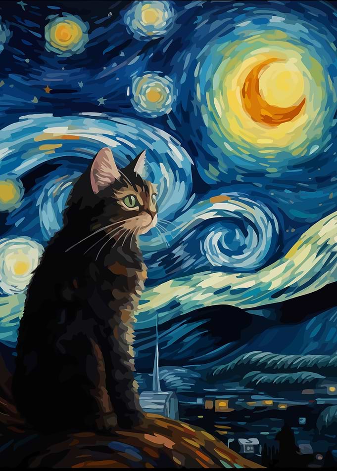 Starry Night Cat
