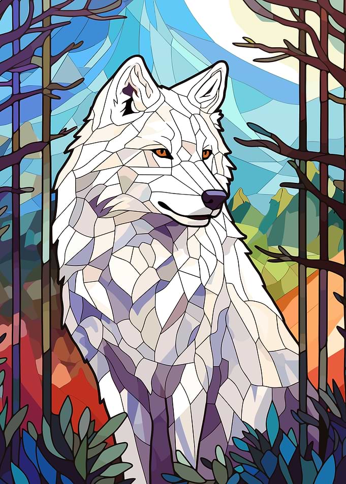 Cool Wolf Stained Glass