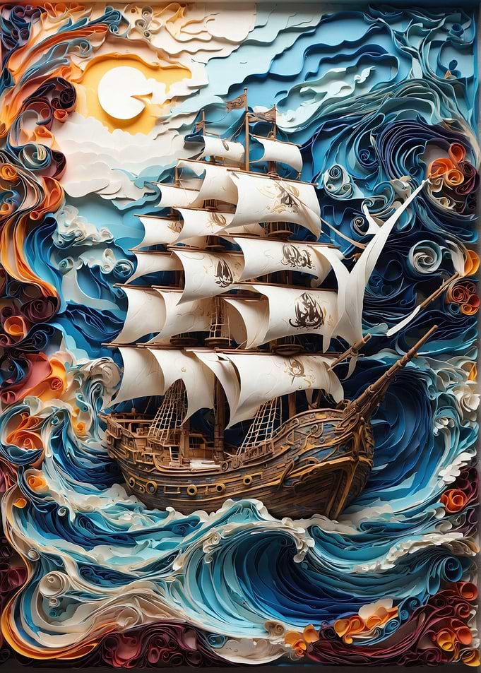 Pirate Ship at Sea