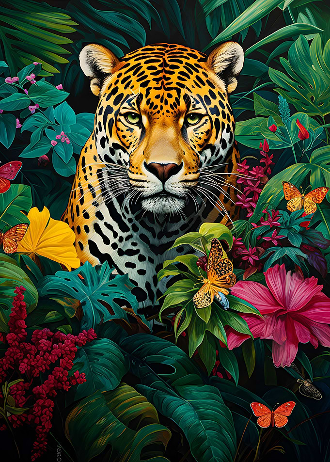 Jungle Blooms Jaguar
