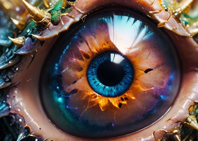 Closeup of an eye of a fa