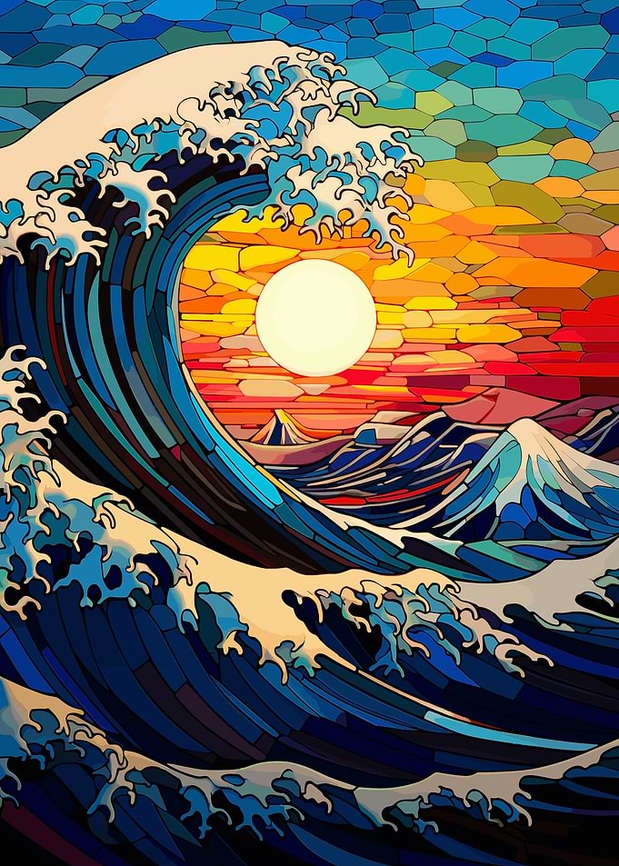 The Great Wave Glass
