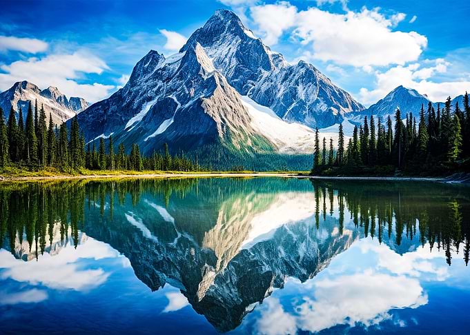 Mountains at lake nature