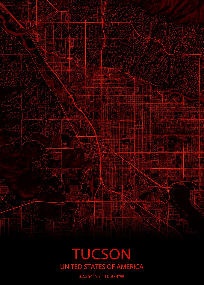 Tucson AZ Red Black Map