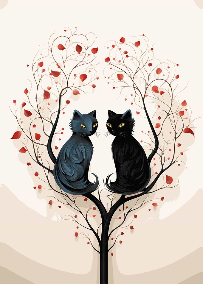 Wire Cats on Branch