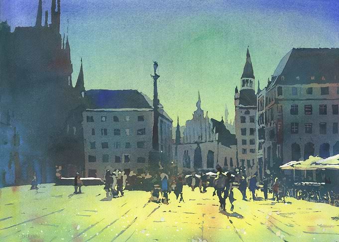Munich Germany skyline art