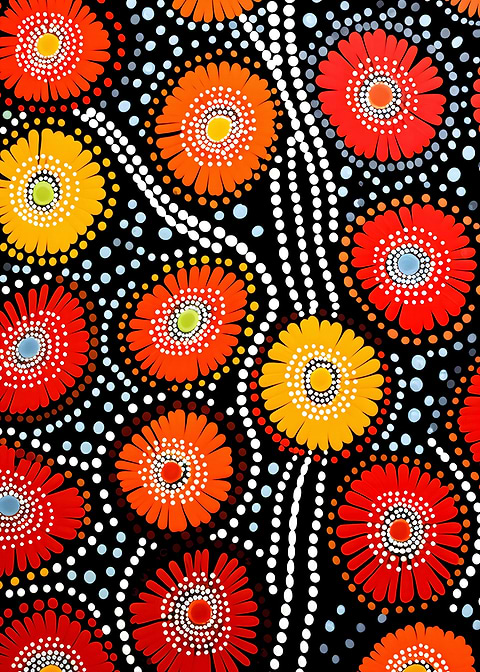 Cultural Radiance — dot painting style metal print