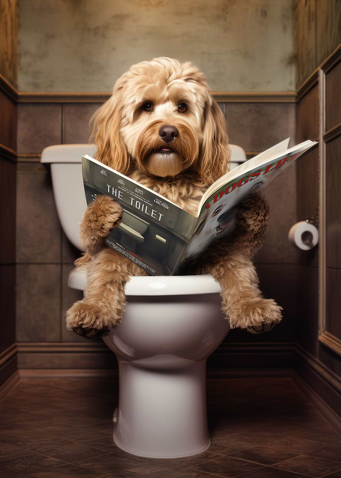 Cockapoo on the Toilet