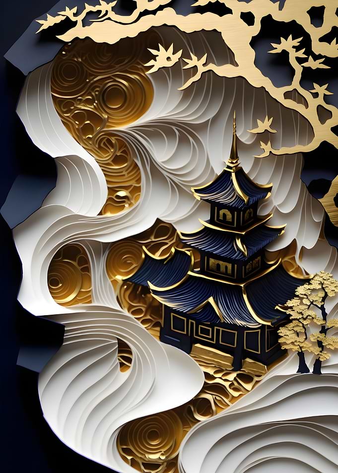 Abstract Gold Japanese