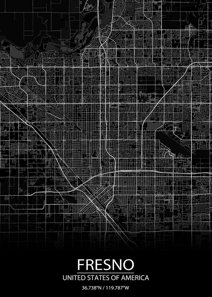 Fresno CA Black City Map