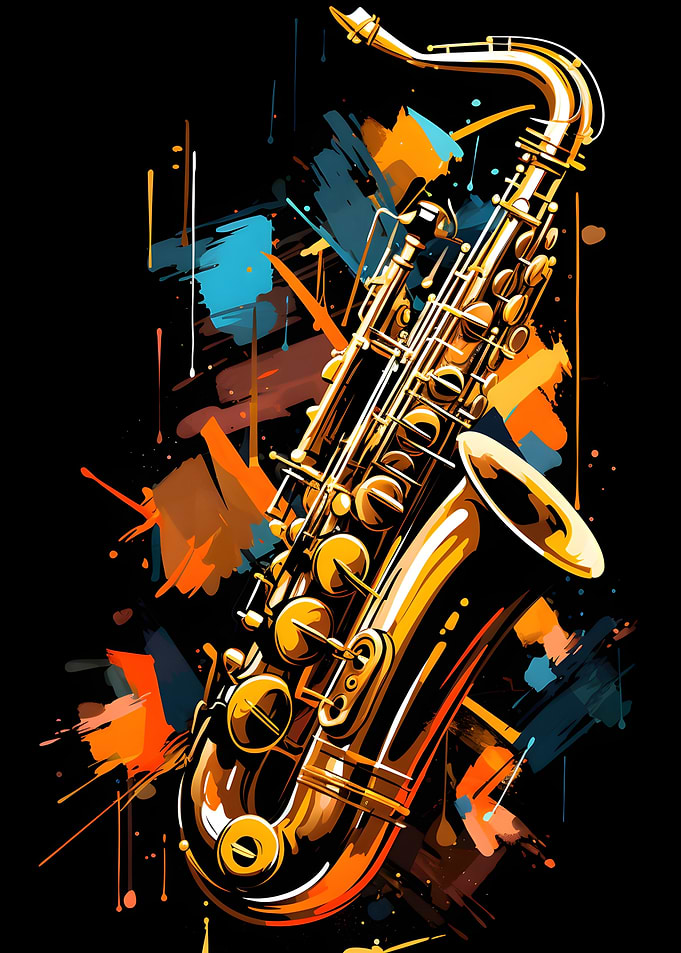 Saxophone Jazz Painting