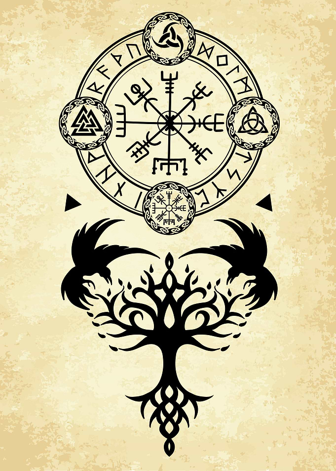Yggdrasil Odin Vegvisir