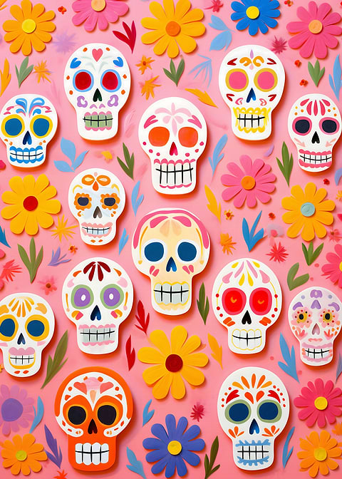 Fiesta of Colors — sugar skull metal wall art