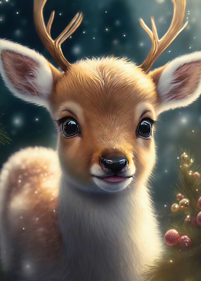 Reindeer Calf In Winter